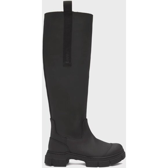 Ganni Rubber Country Boots Size 37 US 7 Black $375 - Picture 1 of 13